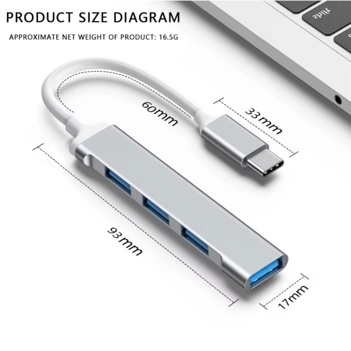® Yeni Ürün Type-C USB Çoklayıcı Hub | 1x USB 3.0 + 3x USB 2.0 | Yüksek Hızlı Dönüştürücü Adaptö
